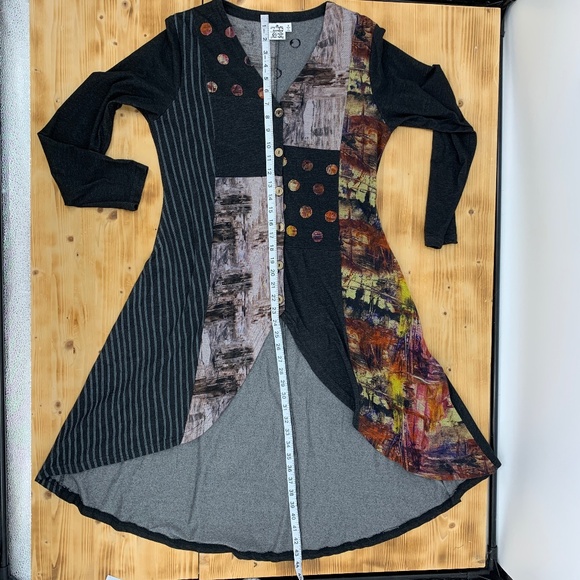 Parsley & Sage Patchwork Duster Cardigan Jacket Charcoal Sz S - Picture 11 of 12